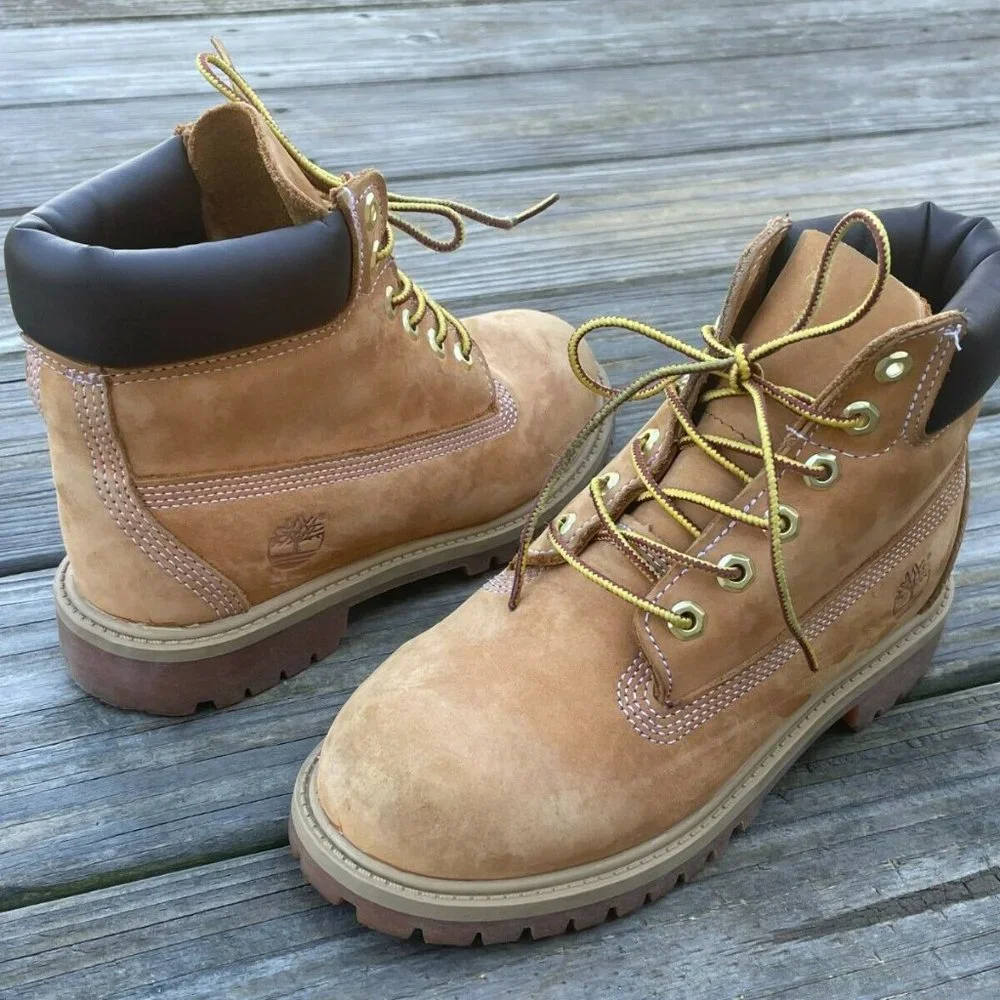 Timberland Kids Youth Boots Nubuck Leather Ankle Boots Size MISMATCH 2 / 1.5 M - Picture 3 of 12